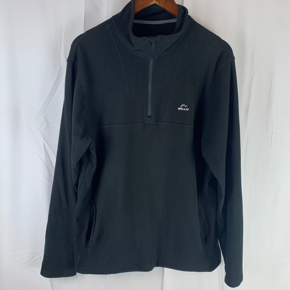 Willit Quarter-Zip Fleece Pullover Mens‎ Size Medium Black Athletic Mock Neck